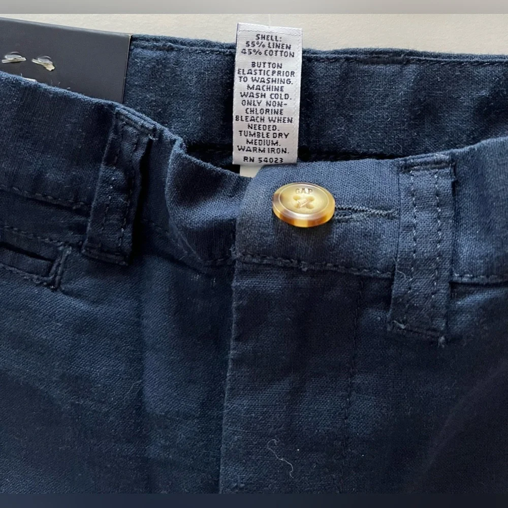NWT Baby Gap Linen/Cotton blend pants, size 4 navy blue adjustable waist